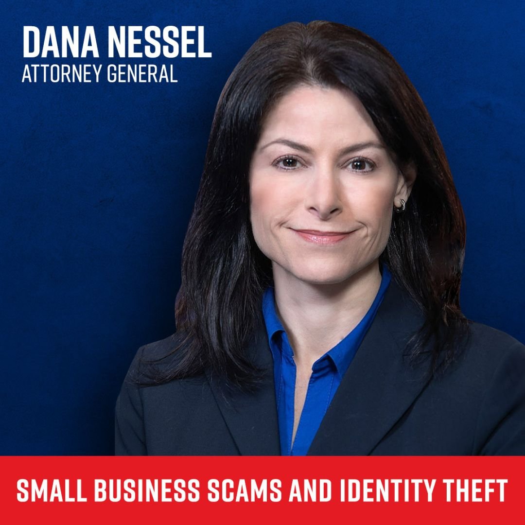 event image featuring a headshot of Attorney General Dana Nessel promoting her talk about small business scams on April 29, 2024